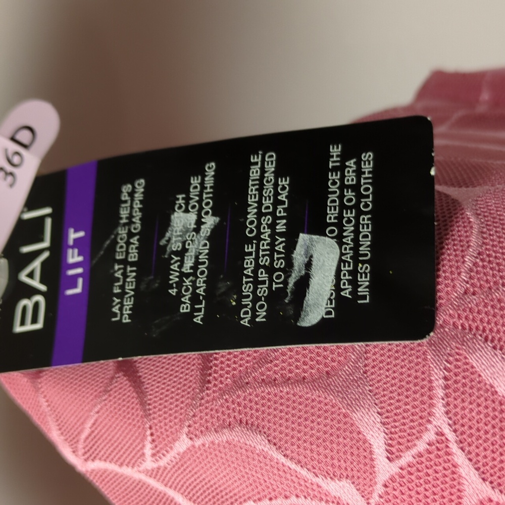 36D Bali Beauty Lift Invisible Support Underwire Bra Pink NWT - Picture 5 of 8